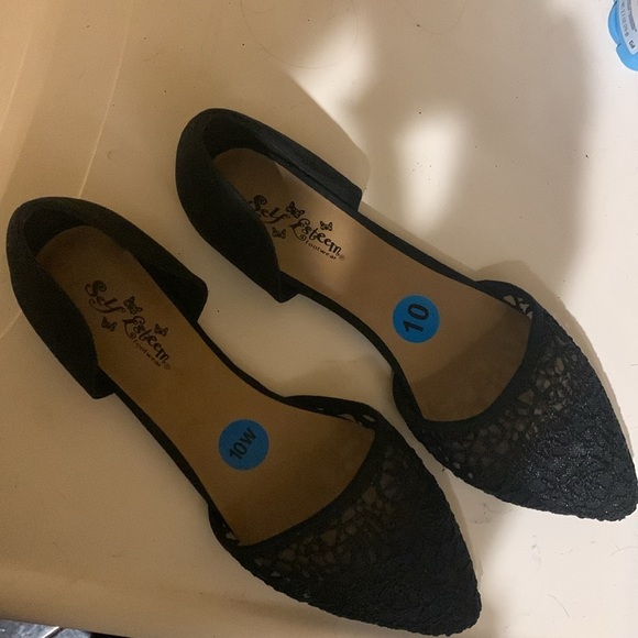 Self Esteem Black Flats with Black Netting - Picture 5 of 5